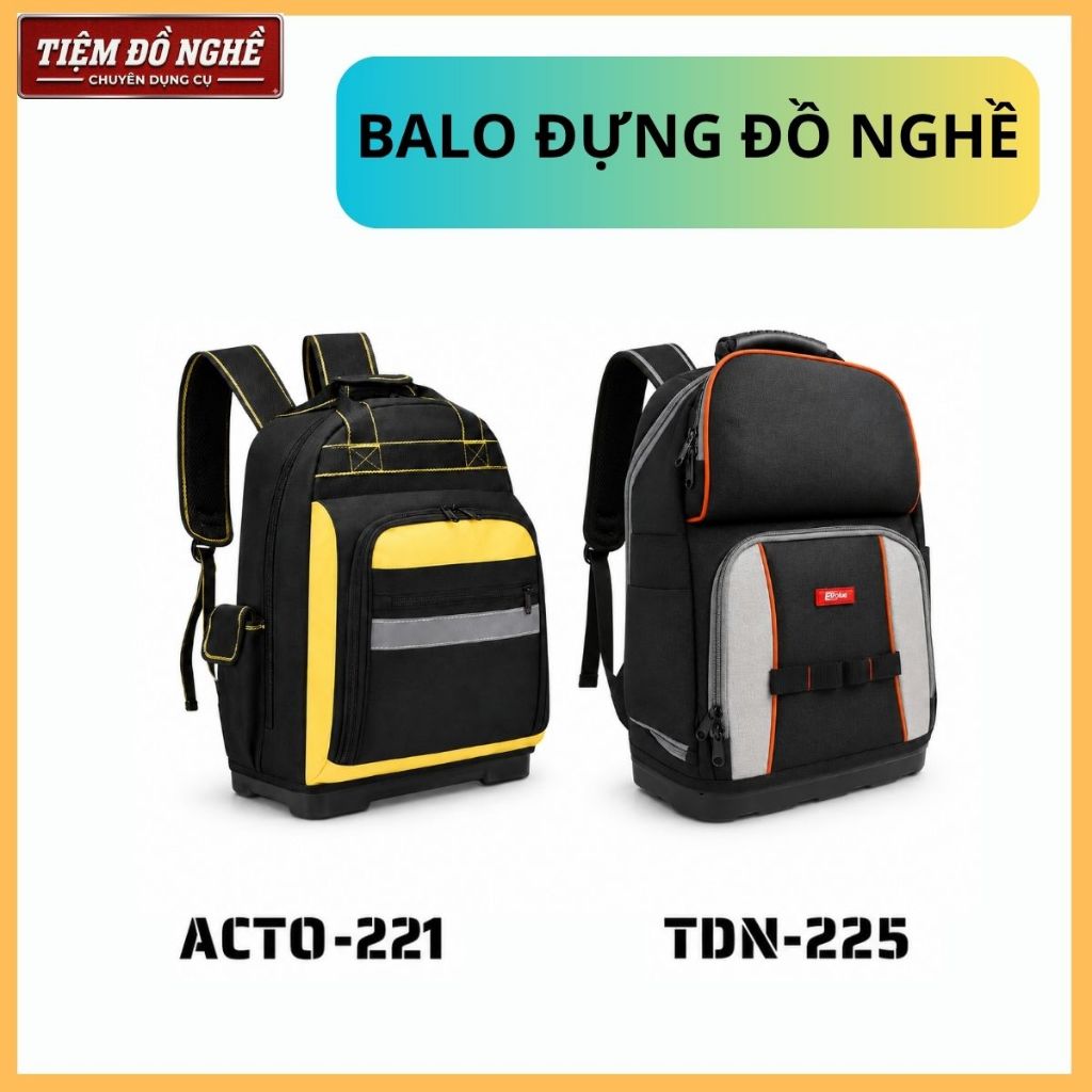 Balo đựng đồ nghề WINHUNT 179 & ACTO 221 – Balo kỹ thuật đế nhựa chống nước, ngăn laptop, vải Oxford