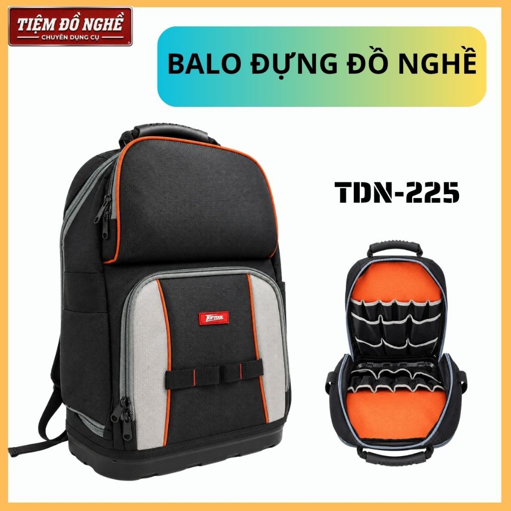 Balo Đựng Đồ Nghề Top Đồ Nghề Top Tool TDN-225 1680D Đế Nhựa Chống Nước Form Cứng Cho Thợ Điện Kỹ Th