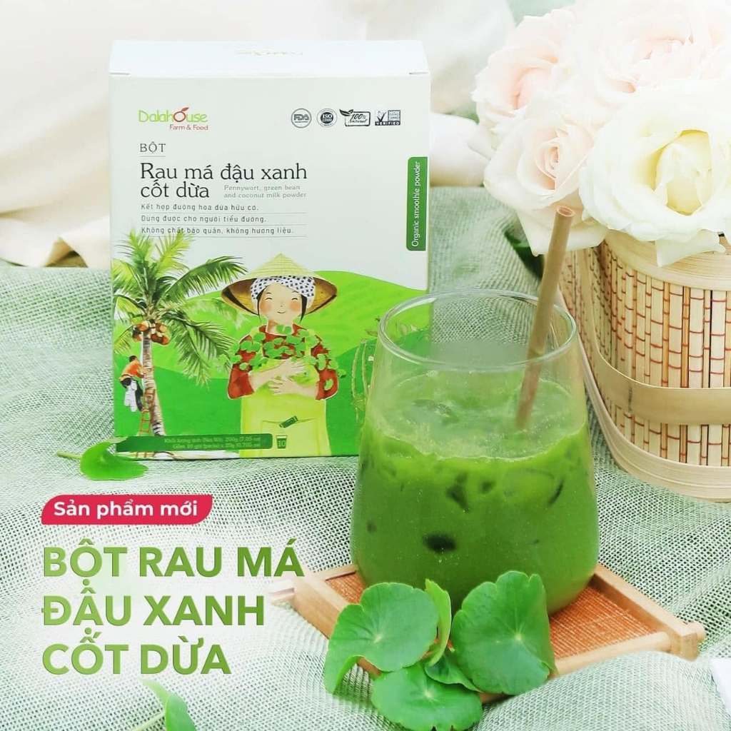 Bột rau má đậu xanh cốt dừa hữu cơ ép lạnh Dalathouse 200g
