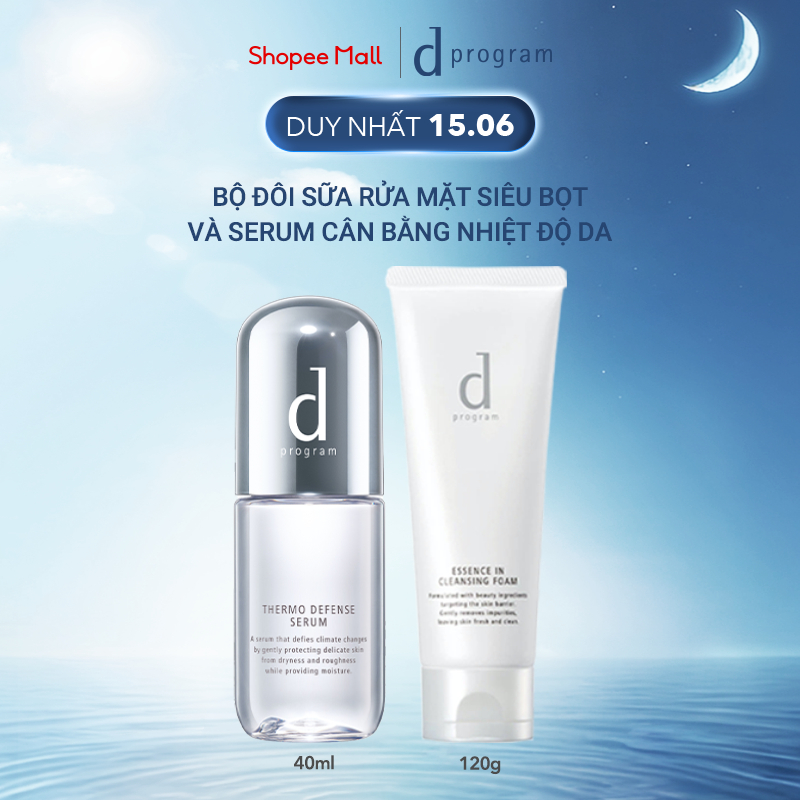 Bộ đôi sữa rửa mặt siêu bọt d Program Cleansing Foam và serum cân bằng nhiệt độ da d Program Thermo 