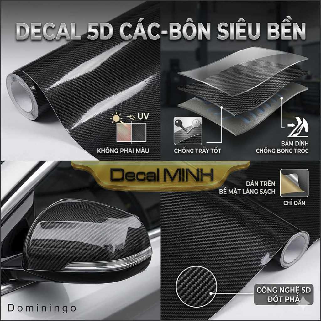 Decal carbon đen bóng 5D cao cấp