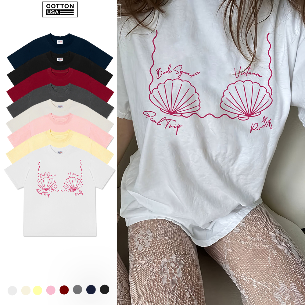 Áo Thun Relaxed Fit CottonUSA Vietnam "Tropical Pink Shell Muse" -PT0109PT