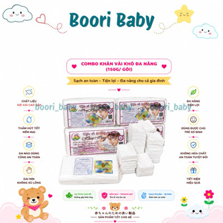 Bộ 10 gói Khăn Vải Khô Đa Năng Hiền Trang loại 150gram không mùi, không hoá chất - Làm Sạch cho bé và mẹ