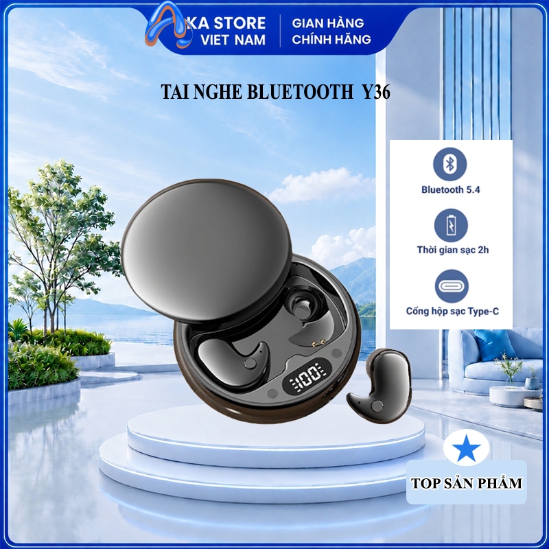 Tai Nghe Bluetooth Y36 AKA STORE Tai Nghe Nằm Ngủ Chống Ồn, Có Mic Đàm Thoại 2 Chiều, Âm Thanh HiFi