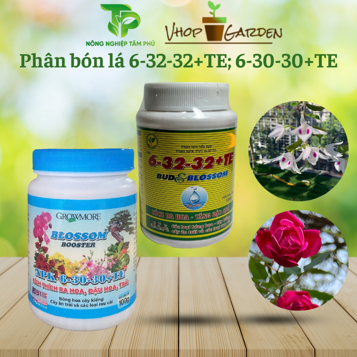 Phân bón lá growmore 6-30-30+TE, 6-32-32+TE giúp cây kích ra hoa, tăng đậu quả dành cho hoa lan cây 