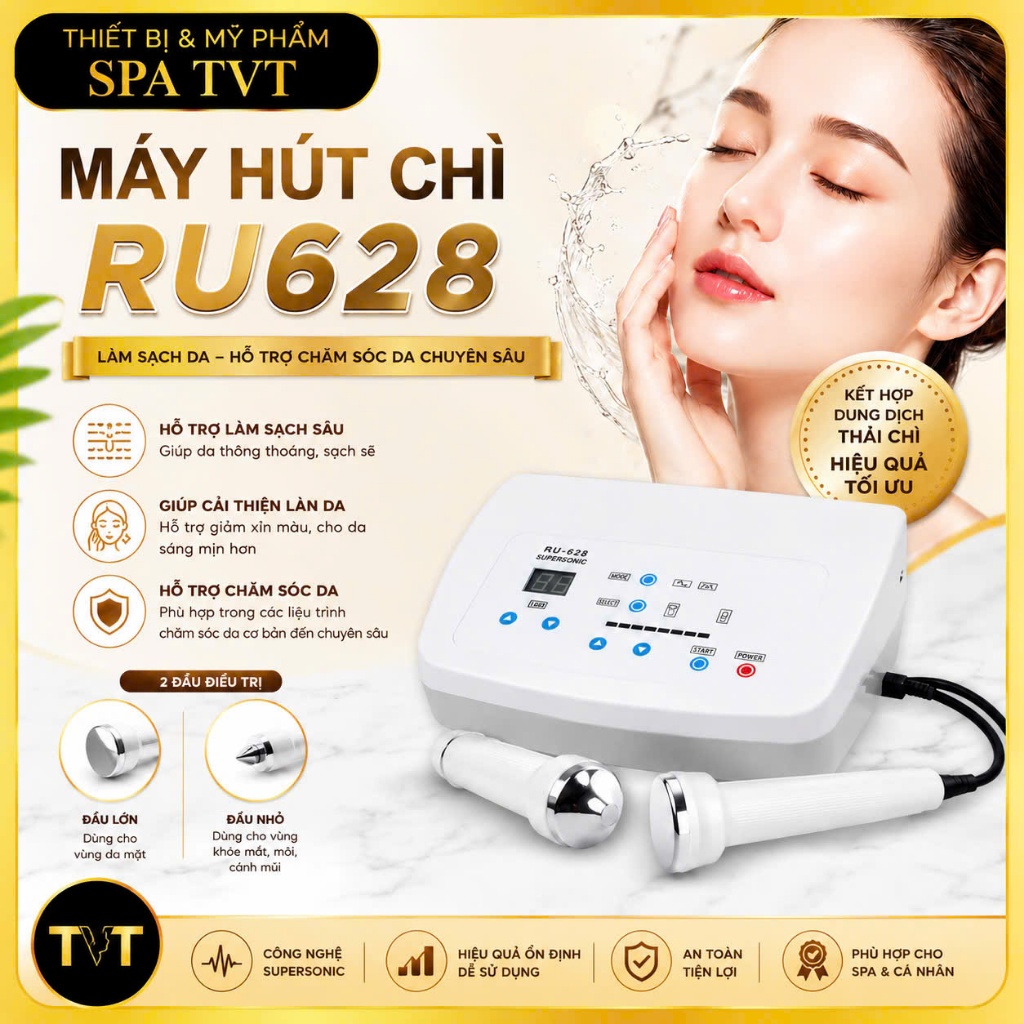 MÁY SIÊU ÂM RU 628 HÚT CHÌ , ĐẨY TINH CHẤT ĐIỆN DI DA MẶT.