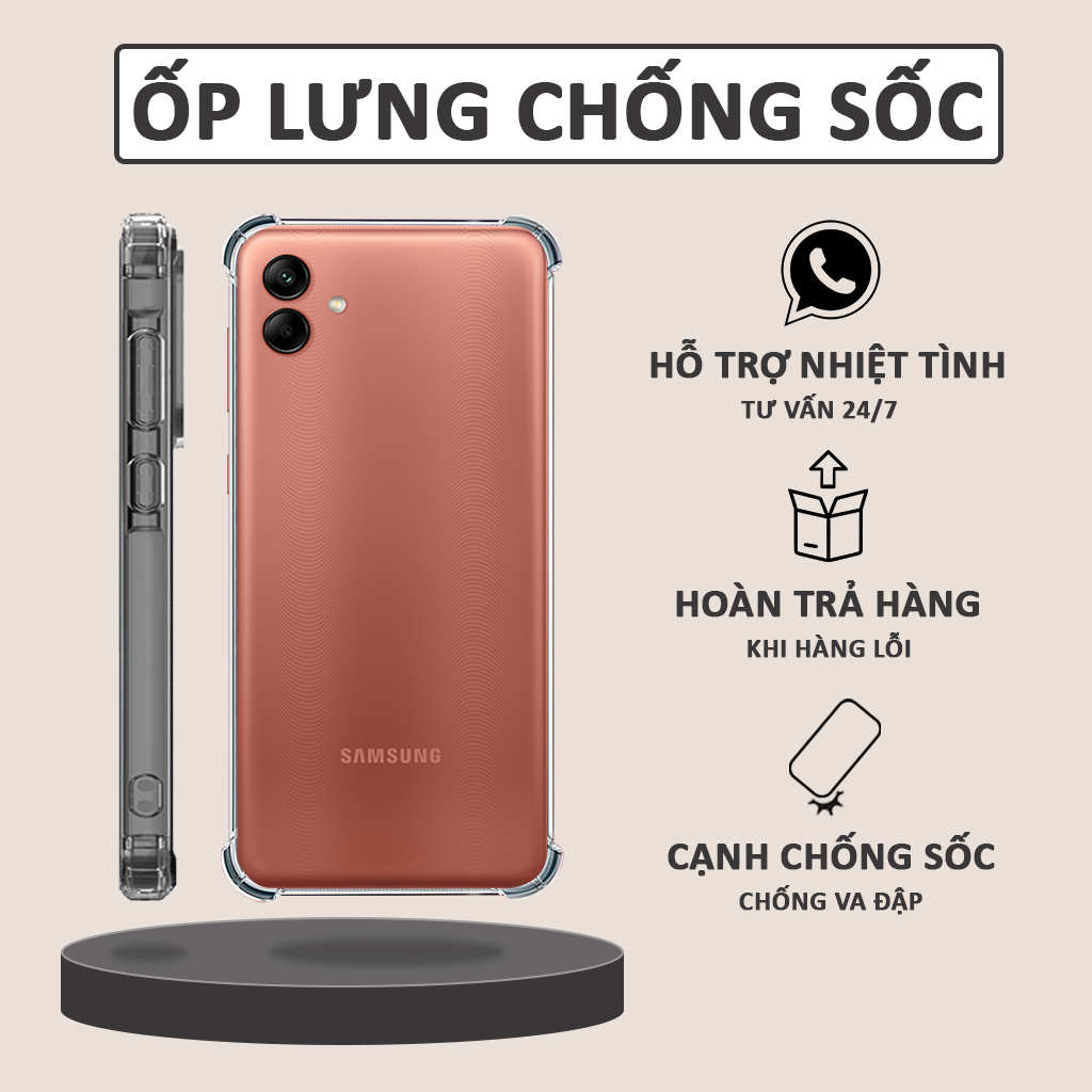 Ốp lưng cho Samsung Galaxy A04, A04e, A04s chống sốc trong suốt, ốp lưng giá rẻ