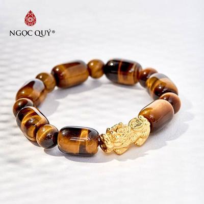 Vòng tay đá Thạch anh mắt hổ tự nhiên phối charm - Mẫu VC0256 - Ngọc Quý
