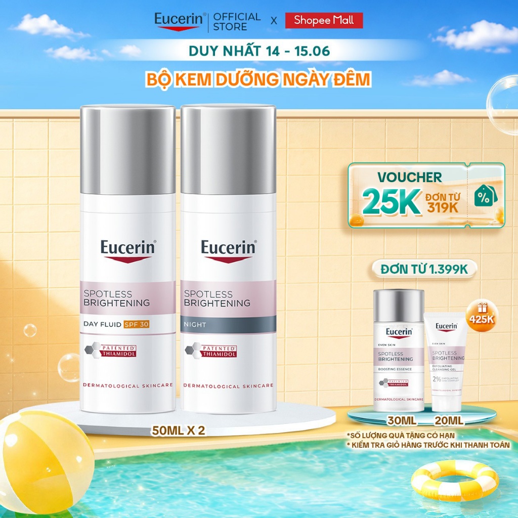 Bộ kem dưỡng ban ngày Eucerin Spotless Brightening SPF30 50ml & ban đêm Eucerin Spotless Brightening