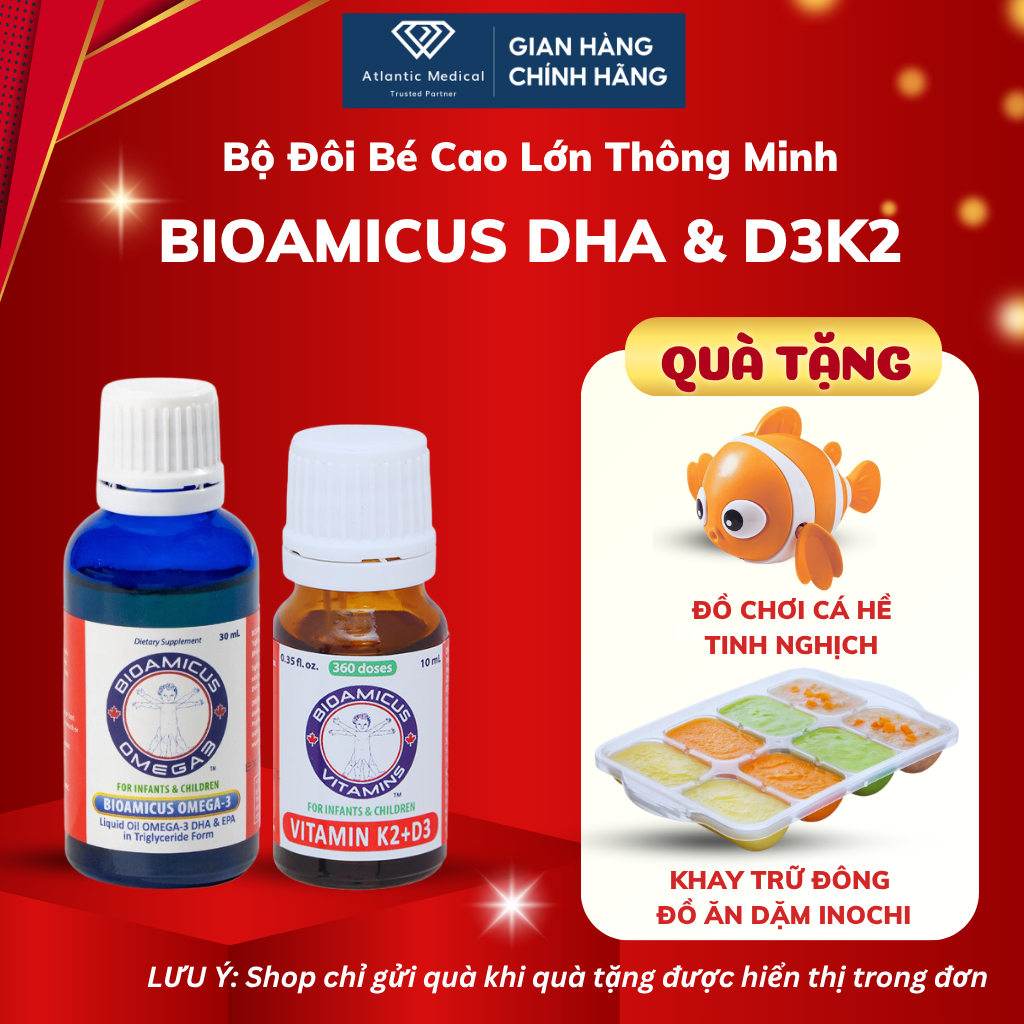 Bộ Đôi Bioamicus Bé Cao Lớn Thông Minh - Bioamicus D3K2 & Bioamicus Omega-3