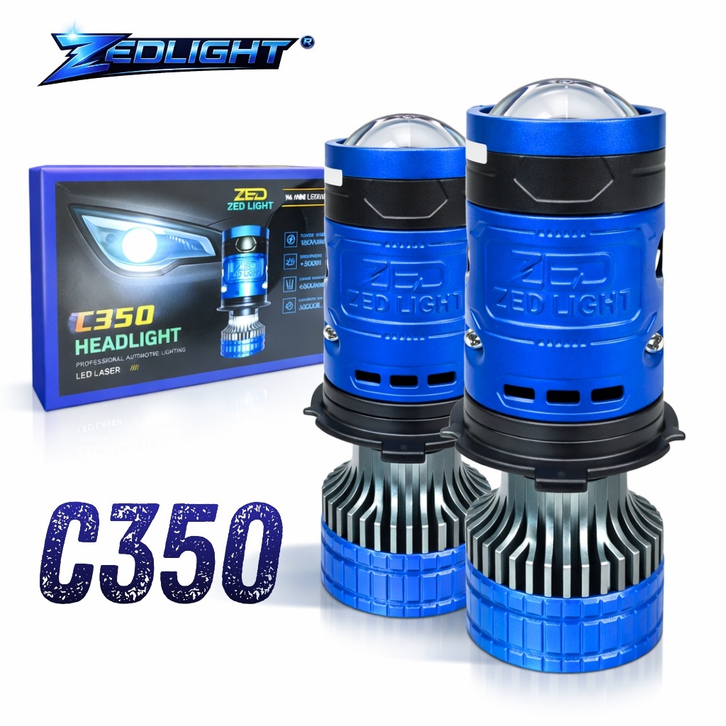 Đèn Pha LED Bi Cầu C350 ZED LIGHT - 90W Pha Màn Chập + Tâm Trợ Pha Laser Chiếu Xa 200m Chuyên Lắp Ot
