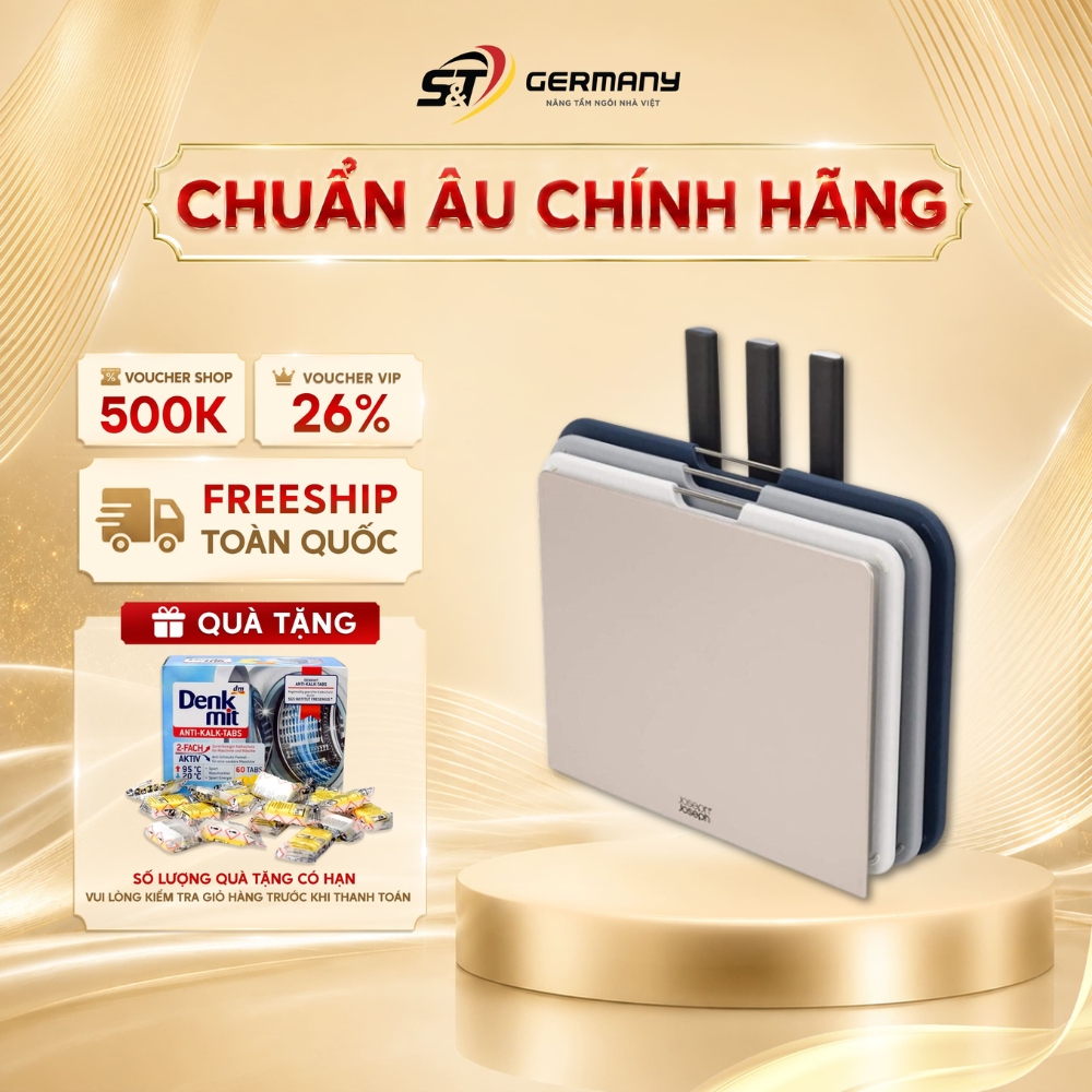 Bộ thớt kèm dao Joseph Joseph 60194 (3 thớt, 3 dao) tiện ích, hạn chế nhiễm khuẩn chéo thực phẩm Ger