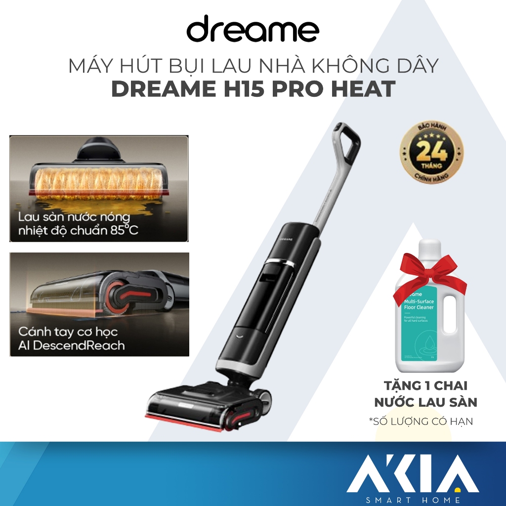 Dreame H15 Pro Heat Máy hút bụi lau sàn không dây, Giặt nóng, lực hút 22.000Pa, chính hãng