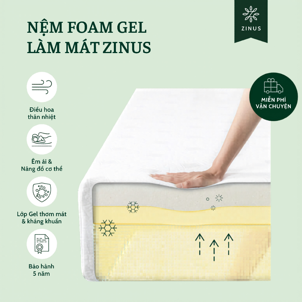 Nệm Memory Foam Gel Mát 25cm Zinus - 10in Gel-Infused Foam Mattress | BigBuy360 - bigbuy360.vn