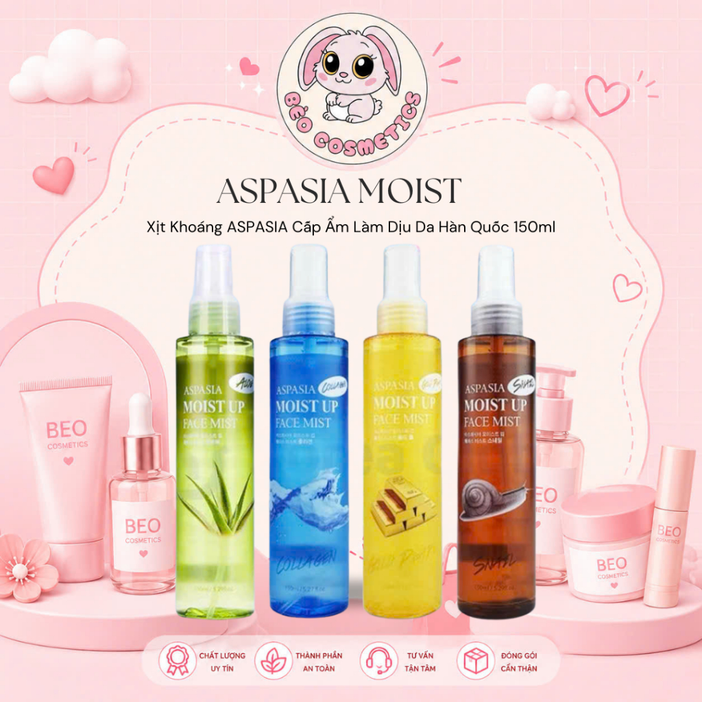 Xịt Khoáng Aspasia Aspasia Moist Up 150ml Giúp Da Mịn Màng Suốt Cả Ngày BÈO COSMETICS