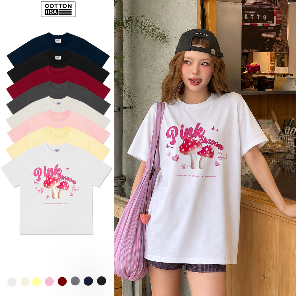 Áo Thun Relaxed Fit CottonUSA Vietnam "Tropical Pink Shrooms" - PT0113PT
