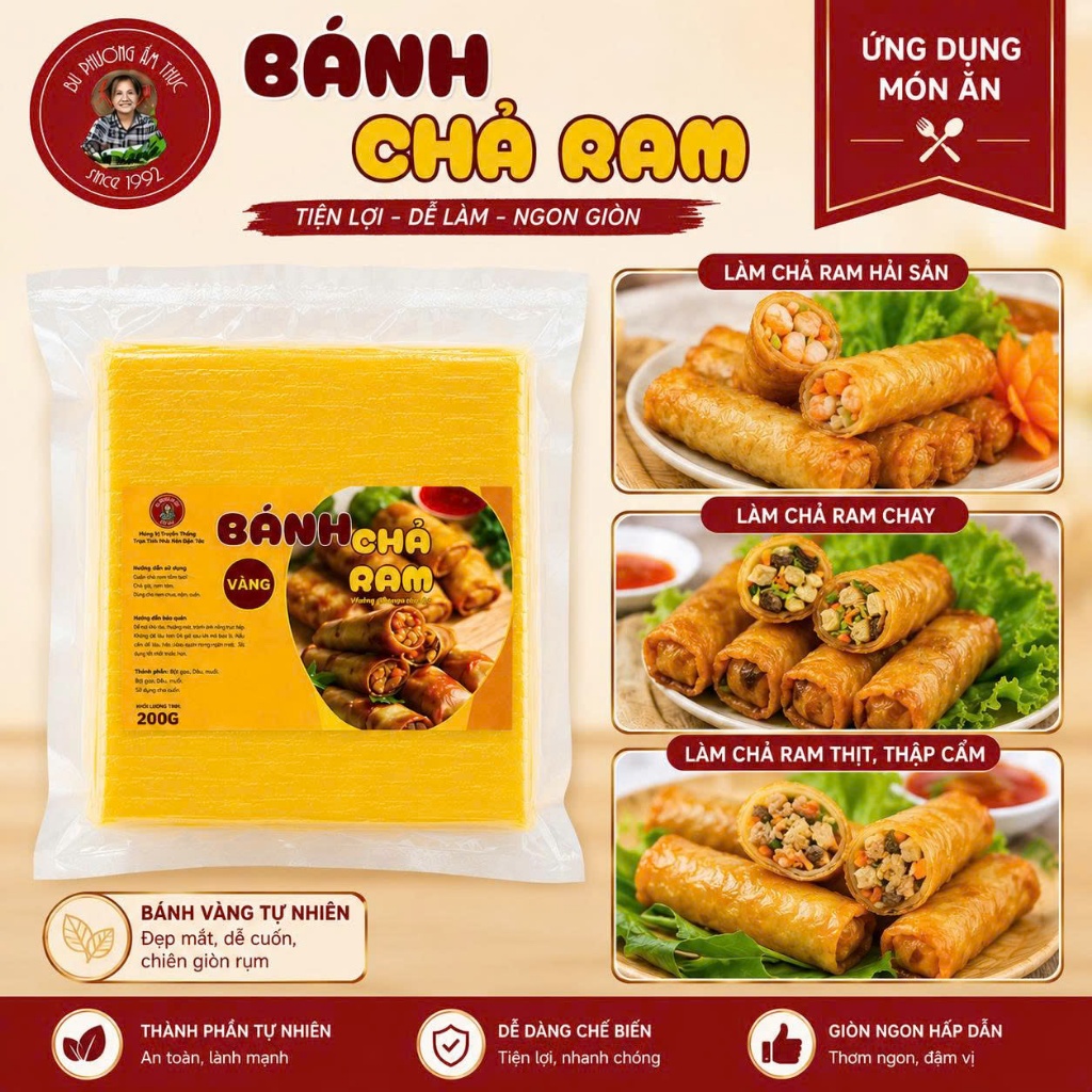 Bánh Chả Ram Cuốn Nem Bu Phương | Vỏ Ram Cuốn Nem Dẻo Dai, Chiên Giòn Lâu, Làm Nem Rán, Chả Ram