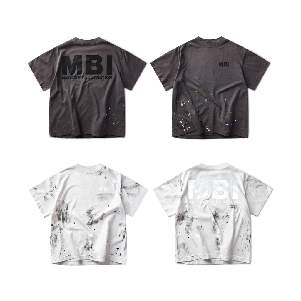 MBI | SIGNATURE LOGO WASHED T | mbi.project/ washed bạc tự nhiên kèm vẩy sơn, trắng wash sờn kèm qué