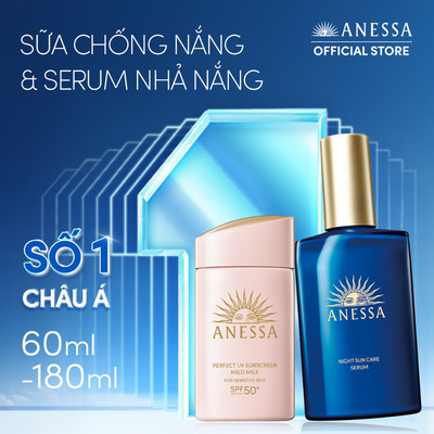 [HSD:3/2027]CB Sữa chống nắng&Serum phục hồi tổn thương sau nắng antoàn da nhạy cảm Anessa MildMilk 60ml+NightSerum180ml
