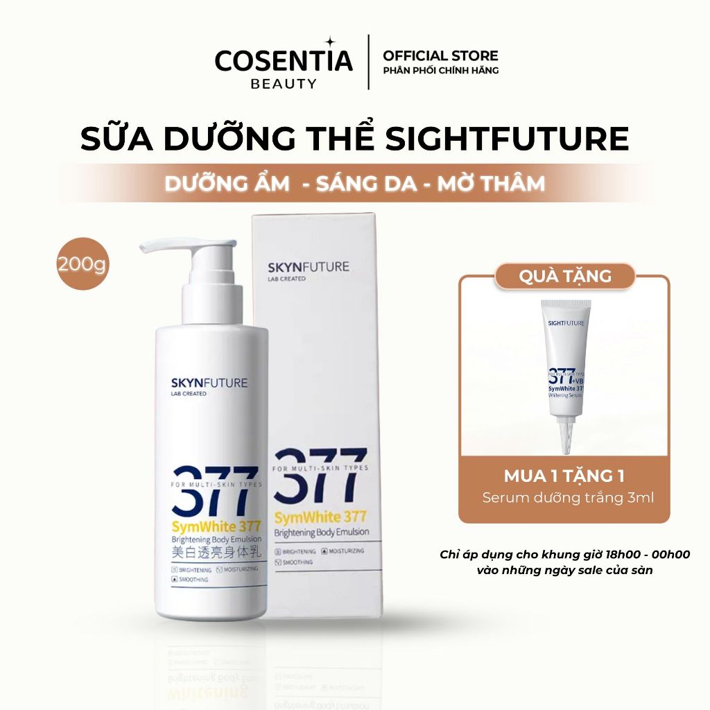 Sữa Dưỡng Thể Trắng Da SIGHTFUTURE 377 + Niacinamide Dưỡng Ẩm, Hỗ Trợ Làm Sáng & Đều Màu Da 200g