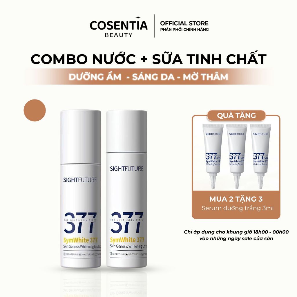 [COMBO] Nước Tinh Chất 120ml + Sữa Tinh Chất Trắng Da 100ml SIGHTFUTURE 377 Làm Sáng & Đều Màu Da