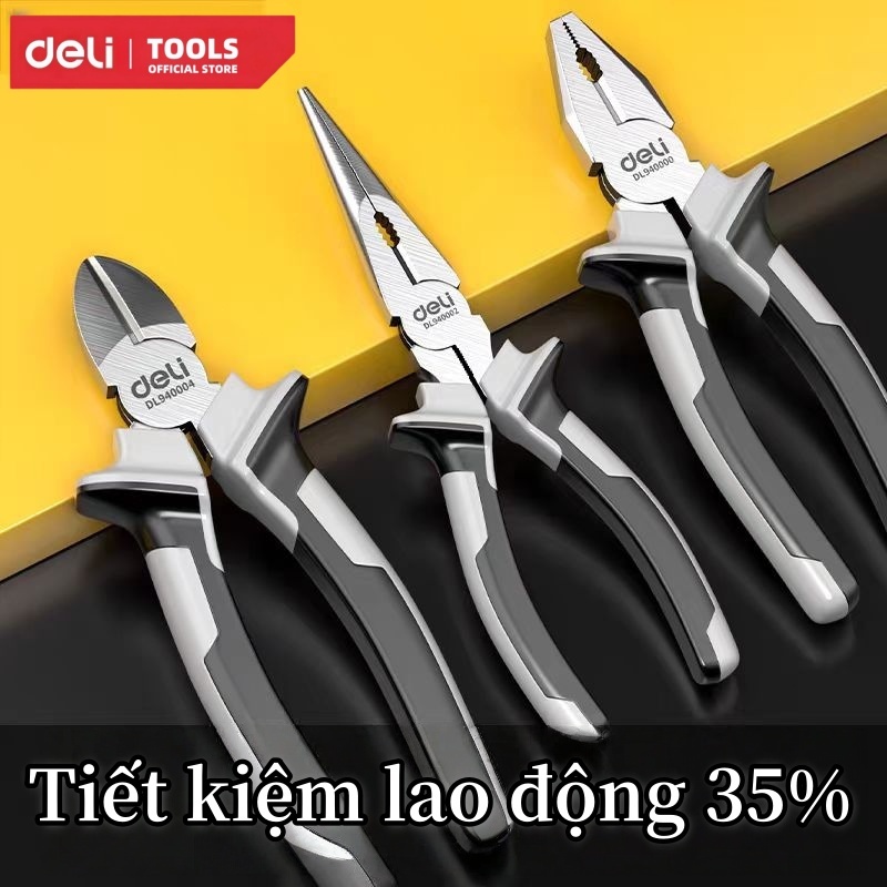 Deli Kìm đa chức năng hạng nặng，Kìm cắt dây, mũi dài và Kìm cắt chéo