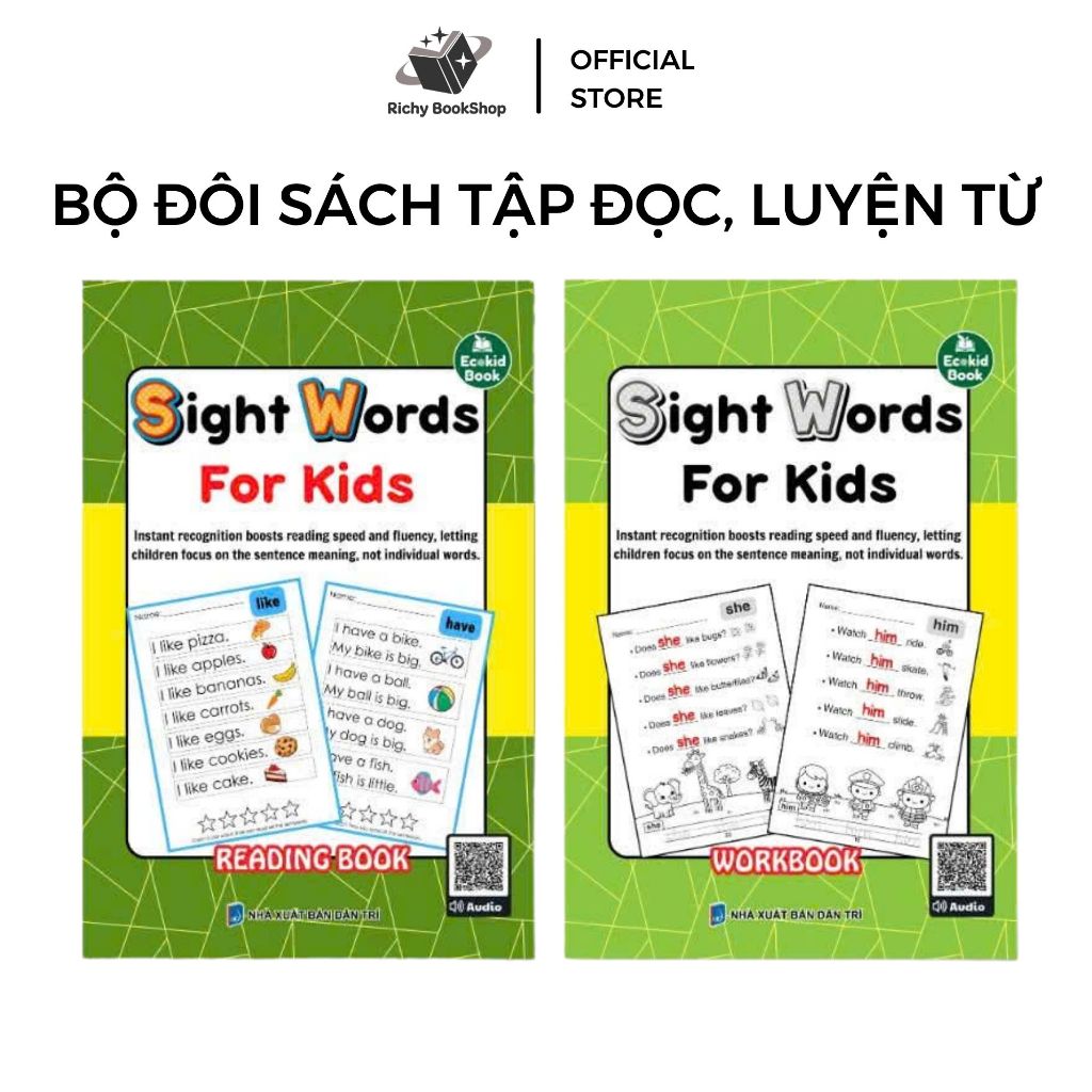Sách - Bộ đôi Sight Words For Kids cho bé tập đọc, luyện từ