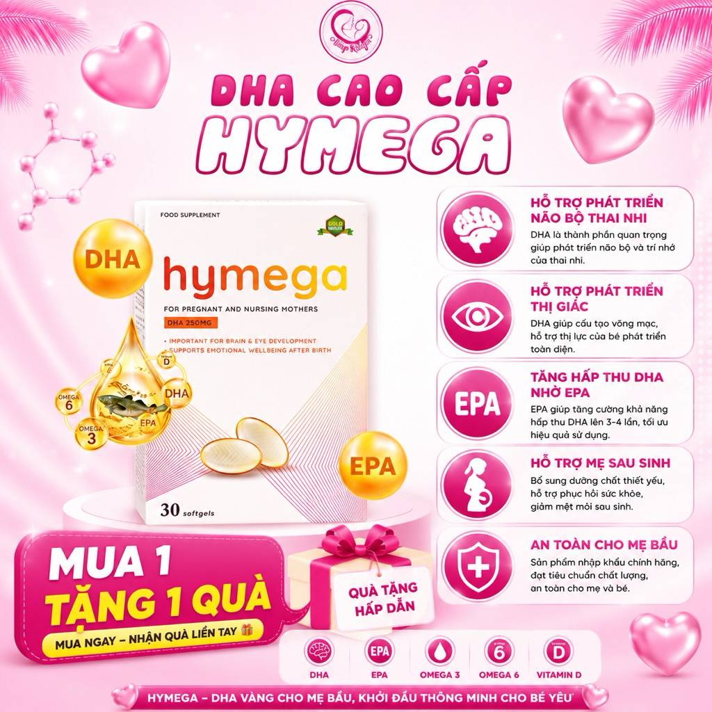 DHA Hymega nhập khẩu hộp 30 viên - Bổ sung DHA, EPA tốt cho não bộ và sáng mắt