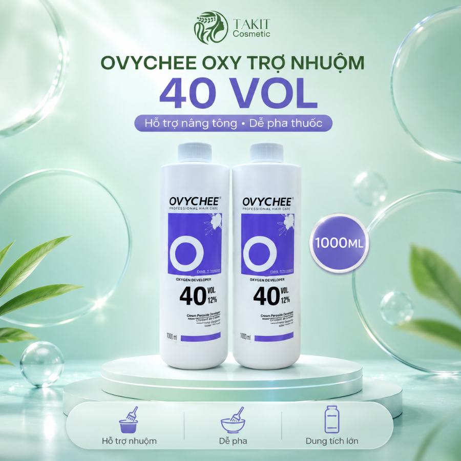 Ovychee Oxy Trợ Nhuộm Bạc Hà 1000ml 3% 6% 9% 12% | Kem Oxy Nhuộm Tóc