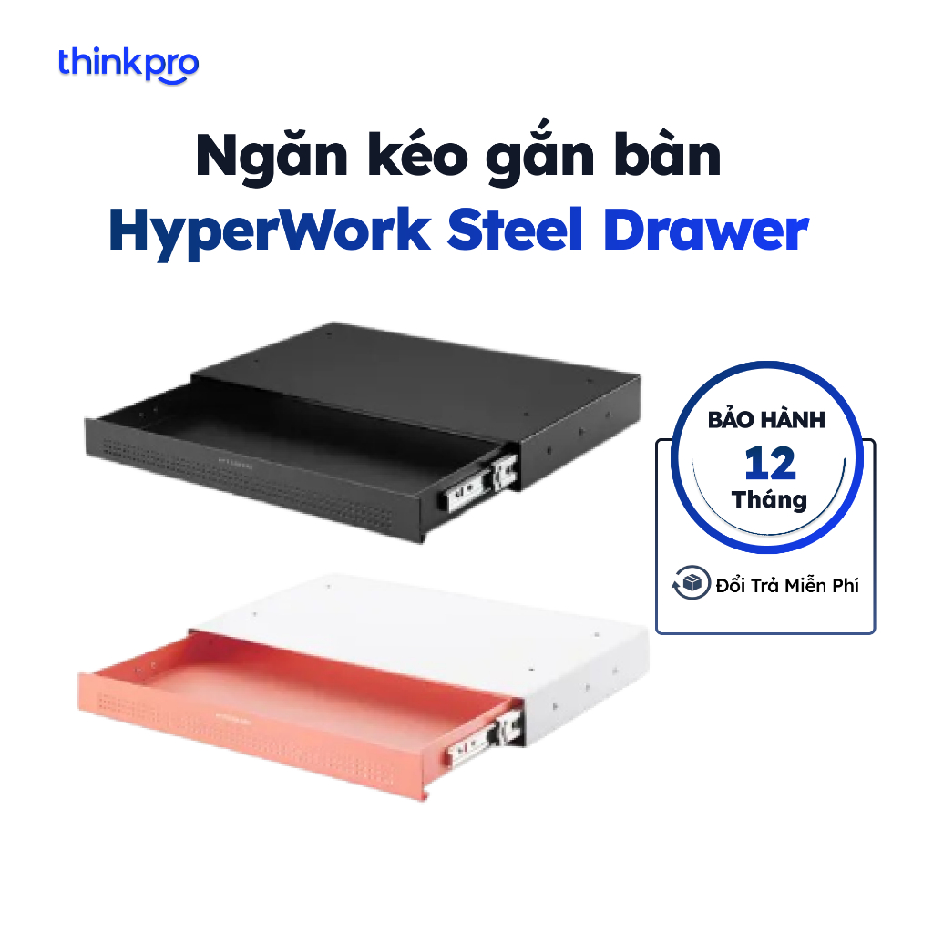 [CHÍNH HÃNG] Ngăn kéo gắn bàn HyperWork DR01 - Ngăn kéo dưới bàn thép, slim, lưu trữ desk setup