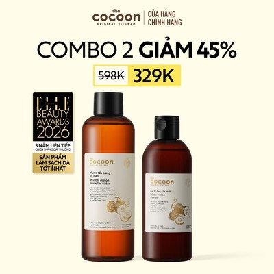 [MUA 2 GIẢM 45%] Combo Nước tẩy trang bí đao 500ml & Gel rửa mặt bí đao 310ml  Cocoon