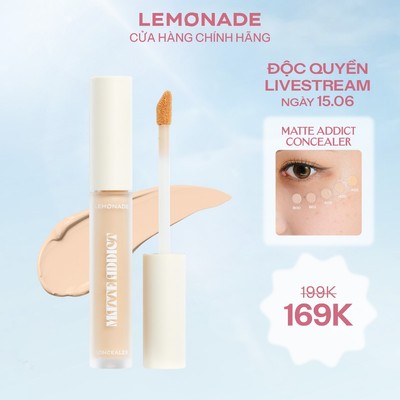 [LIVESTREAM KOL] Kem che khuyết điểm kiềm dầu bền màu Lemonade Matte Addict Concealer 3g