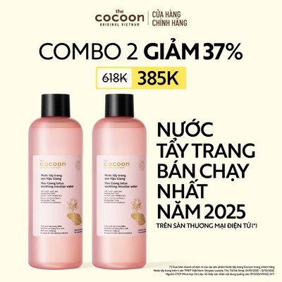 [MUA 2 GIẢM 38%] Combo 2 Nước Tẩy Trang Sen Hậu Giang Sạch Bụi Siêu Mịn PM1.0, Dịu Êm Cho Da Rất Nhạy Cảm Cocoon 500ml
