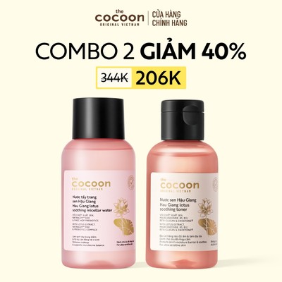 Combo Nước tẩy trang sen Hậu Giang 140ml + Nước sen Hậu Giang (toner) Cocoon 140ml