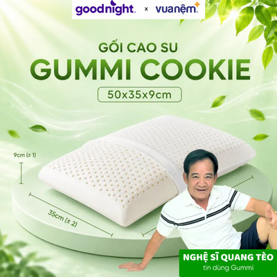 Gối cao su thiên nhiên Gummi Cookie nâng đỡ chắc chắn, thông thoáng, thiết kế độ cong phù