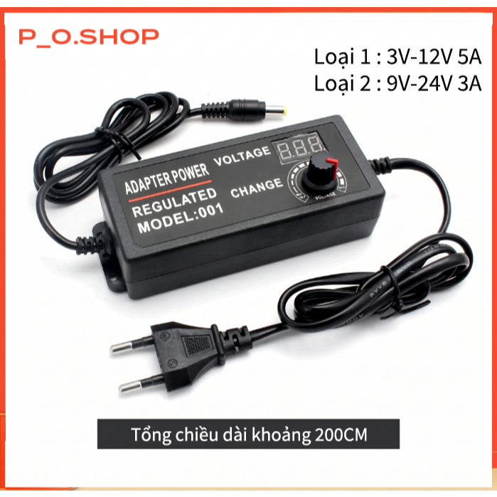【🔥Rẻ】Bộ Nguồn AC Sang DC 60W 5A 3-12V Nguồn Có Thể Điều Chỉnh Adapter điều chỉnh điện áp 100-240V ch