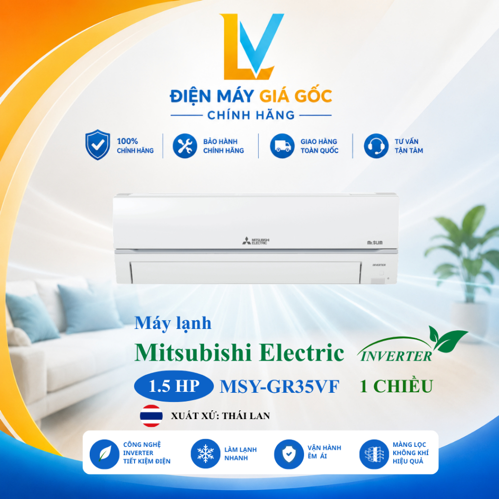 MSY-GR35VF | Máy lạnh Mitsubishi Electric Inverter 1.5 HP MSY-GR35VF - Xuất xứ Thái Lan