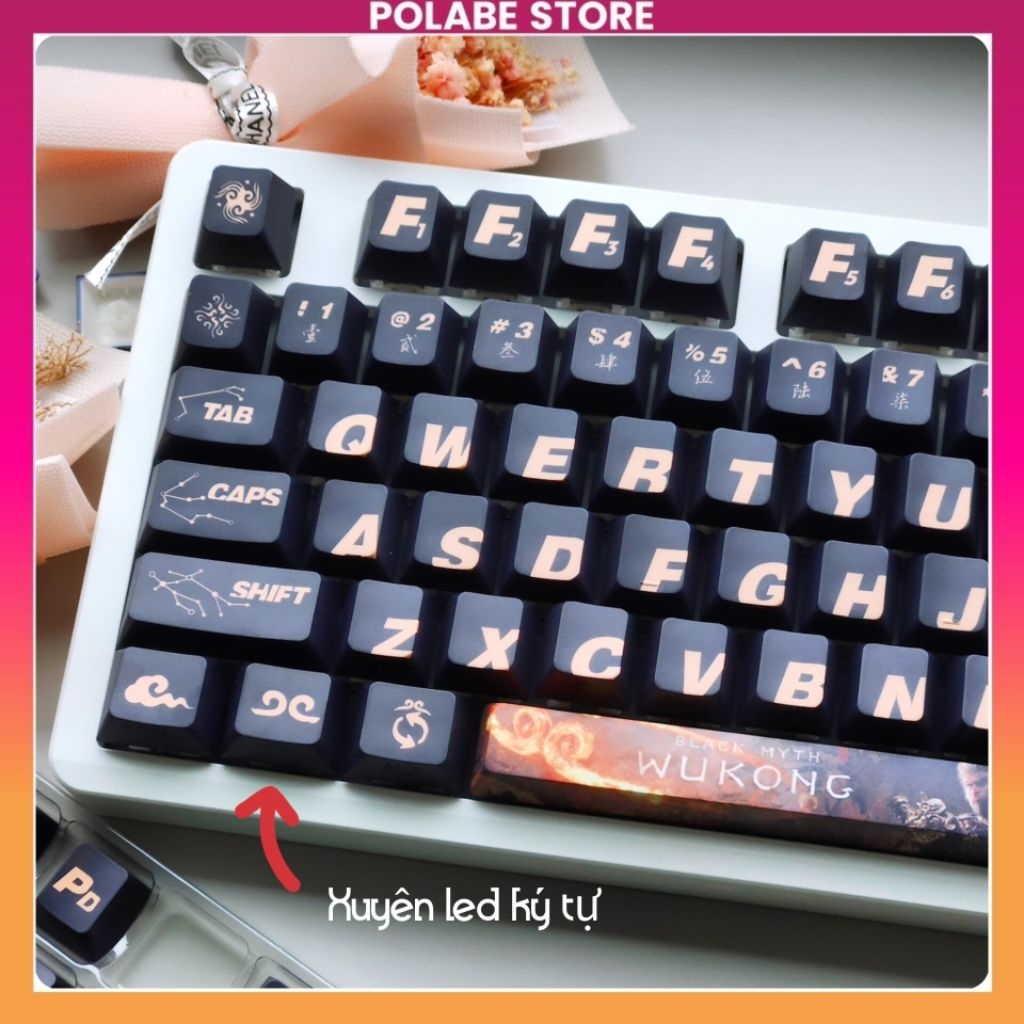 Keycap Black Myth Wukong Keycap xuyên led Ninja cherry profile bàn phím cơ cao cấp Polabe Store