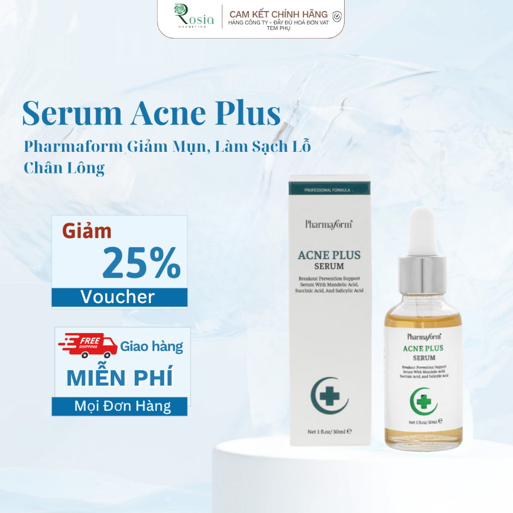 Serum Kiềm Dầu Giảm Mụn 2% BHA + Kẽm 1% ZinC PCA Pharmaform Acne Plus 30ml - Rosia