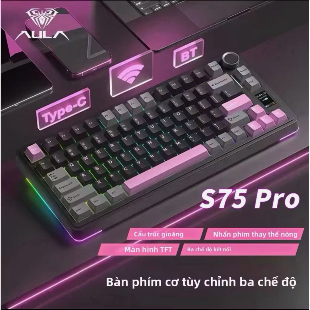 [Hoả tốc] AULA F75 Bàn Phím Cơ Quốc Dân | Gasket Mount  | Hotswap | Wireless 3 Mode