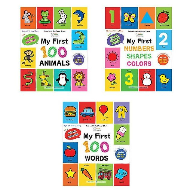 Combo My First 100 Words - 100 Animals - Numbers - Shapes - Colors - Sách từ vựng đầu đời cho bé (3 