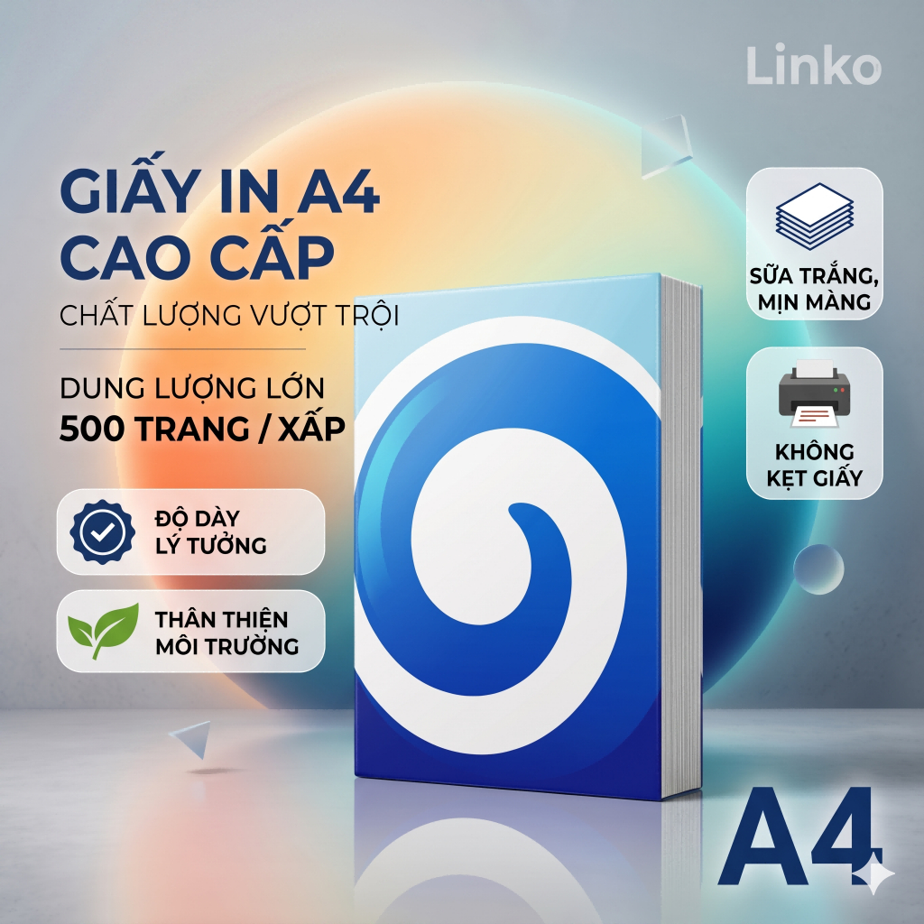 Giấy A4 70gsm LINKO Siêu Trắng Chuẩn 500T - Giấy In Máy Photocopy Văn Phòng Giá Sỉ