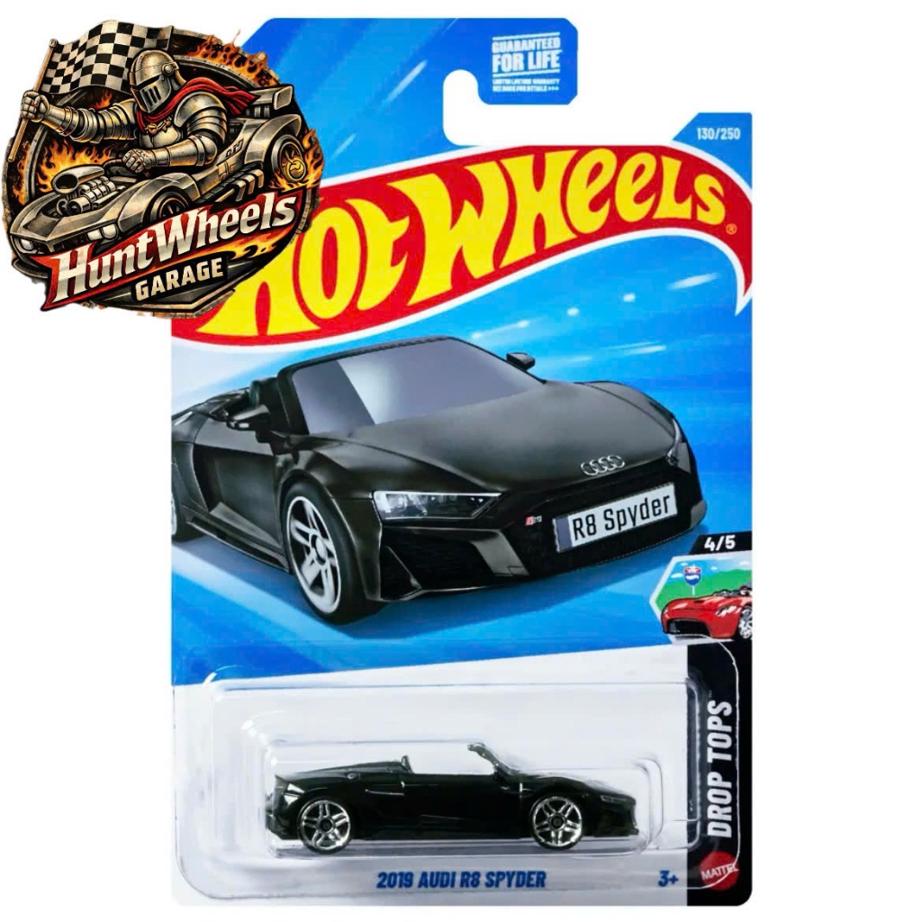 Huntwheels Garage - Xe mô hình Hotwheels 2019 Audi R8 Spyder Đen Card Mỹ