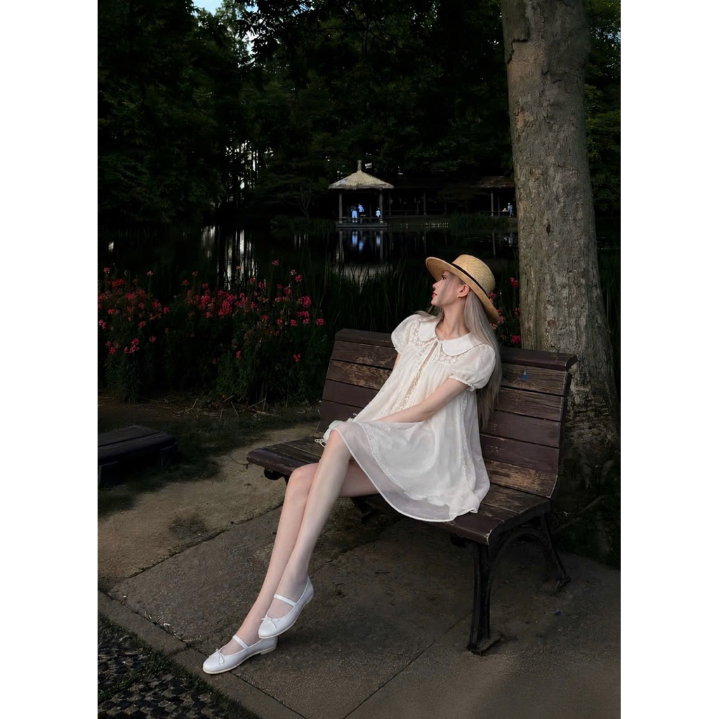 SUGAR CRUSH - Váy babydoll ren cổ Peter Pan tay phồng tiểu thư - Lili Dress