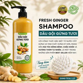 DẦU GỘI GỪNG Tươi chai 1 lít hỗ trợ mọc tóc giảm rụng giảm gàu ngứa dầu gội dưỡng sinh cho spa