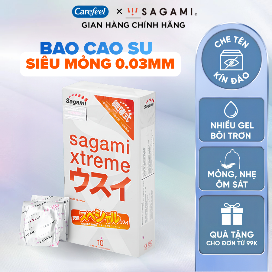 Bao Cao Su Sagami siêu mỏng, kéo dài thời gian, gân gai 3D, hương thơm thế hệ mới hàng chính hãng