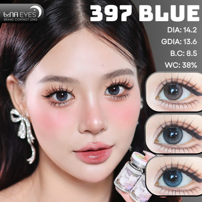 [6 tháng] Lens mắt FC-397 Blue màu xanh filter tự nhiên, có viền, size vừa - thương hiệu LUNA EYES