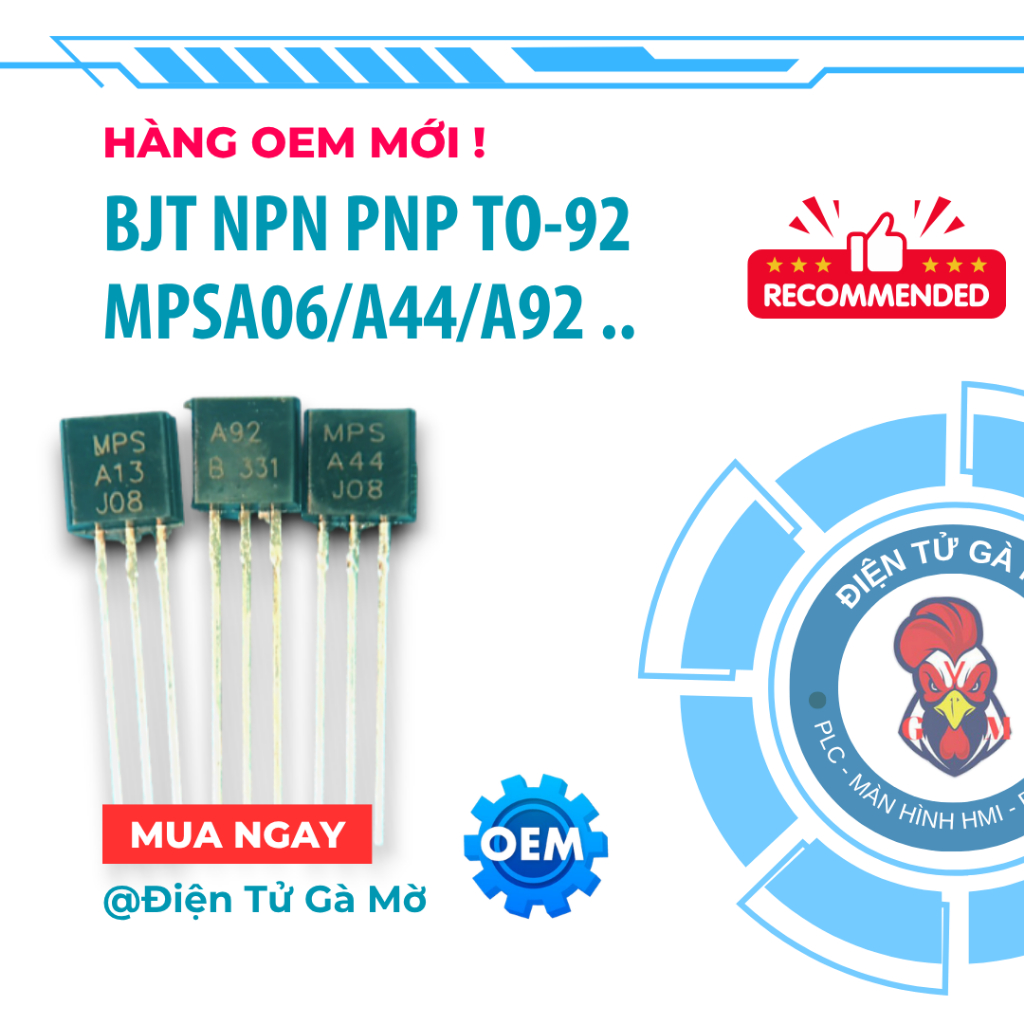 [10 CON] Transistor BJT NPN PNP, MPSA06 MSPA42 MSPA44 MSPA92 A13 A14 A18 A42 A44 A56 A92 TO-92, Hàng