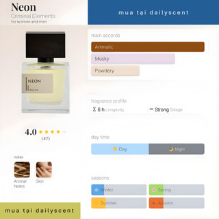 Nước hoa Criminal Elements Neon 50ml| Nước hoa Unisex| Nước hoa mùi sữa chua| Nước hoa niche| Dailyscent