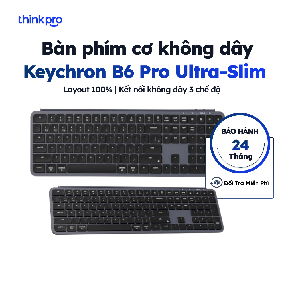 [CHÍNH HÃNG] Bàn phím không dây KEYCHRON B6 Pro Ultra-Slim 2.4hz kết nối Window/MacOS/Linux 8H sử dụng văn phòng | BigBuy360 - bigbuy360.vn